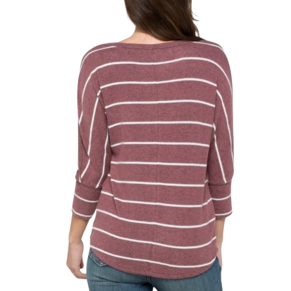 Market & Spruce Dolman Knit Top Size Small Mauve Stripe - Picture 4 of 4
